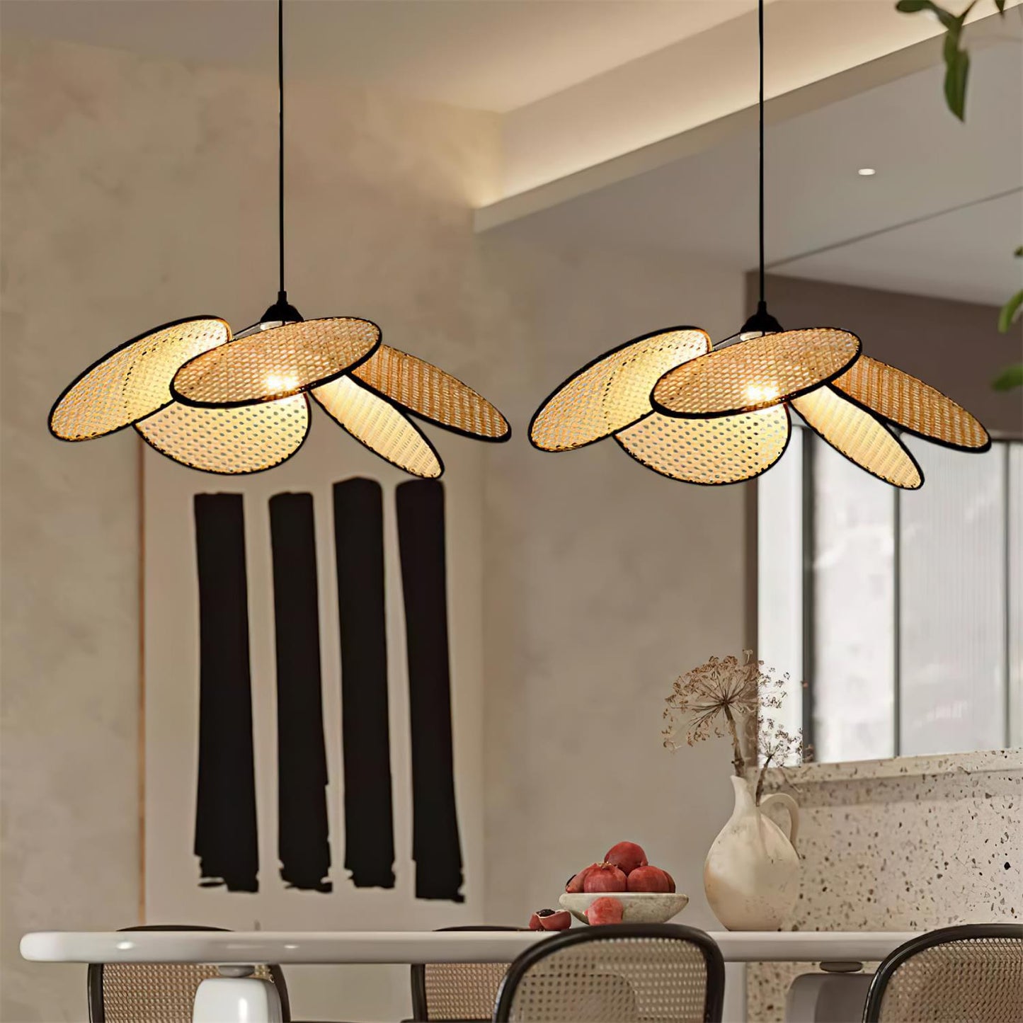 Petals Rattan Ceiling light fitting Pendant Lamp