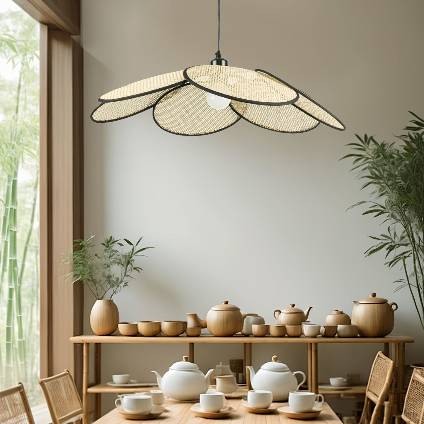 Petals Rattan Ceiling light fitting Pendant Lamp