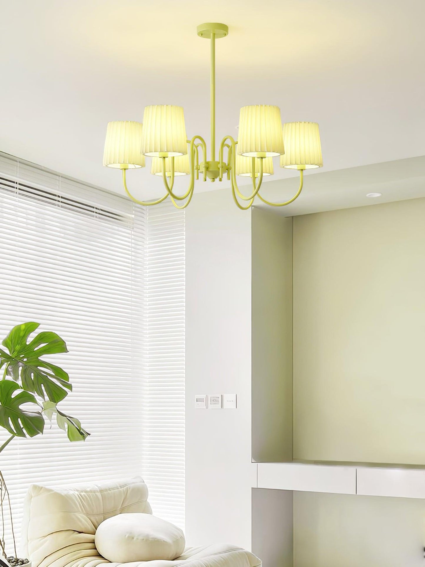 Pleated Fabric Matcha Pendant light Chandelier