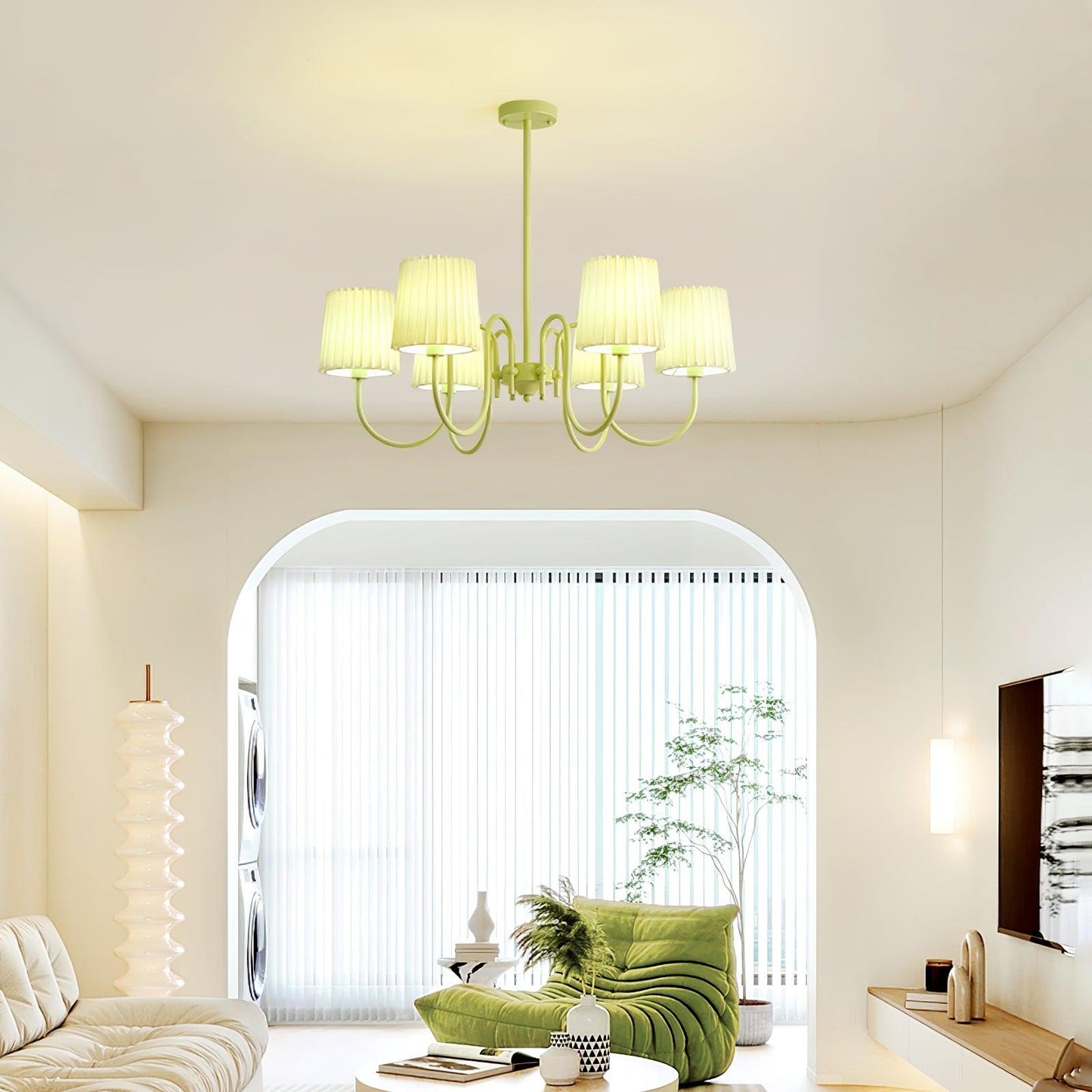 Pleated Fabric Matcha Pendant light Chandelier