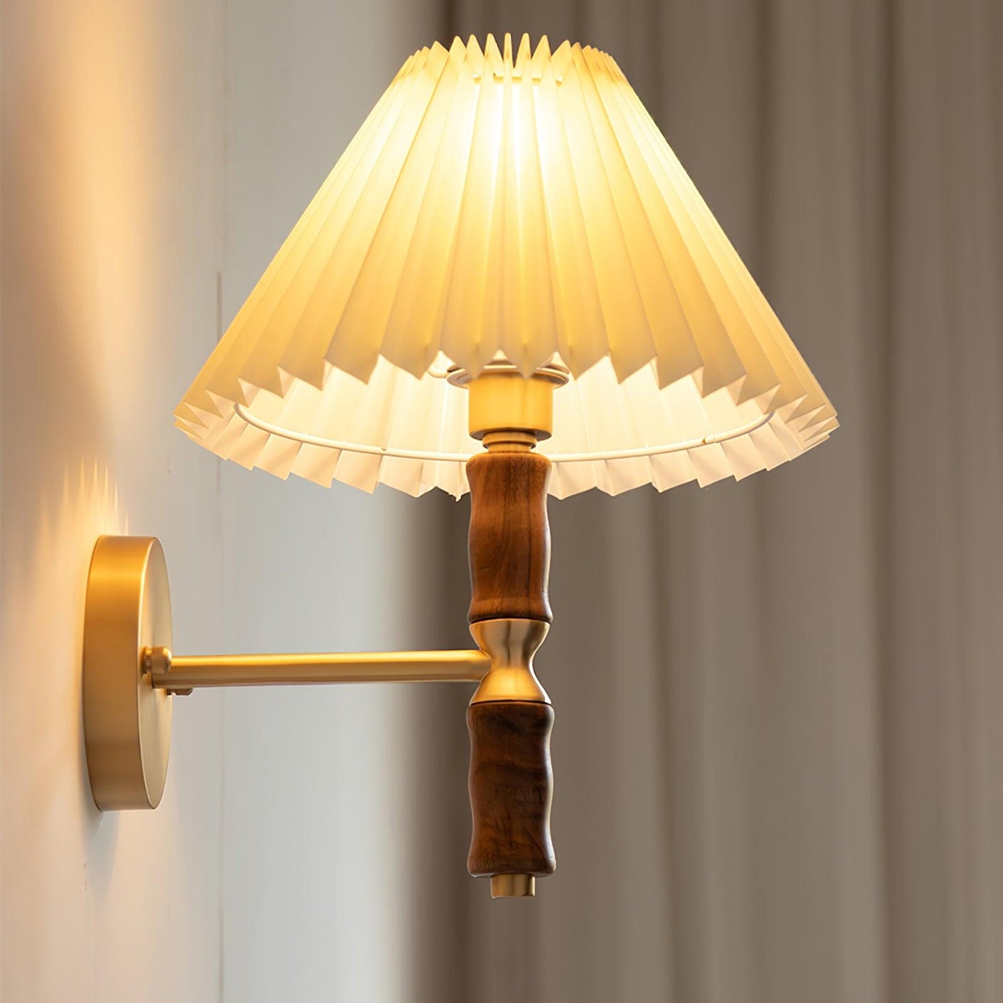 Pleated Walnut Wall light fixture Wall Light