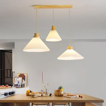 Pleated Wooden Droplight Pendant Light