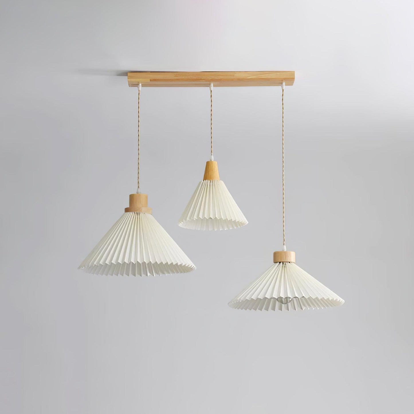 Pleated Wooden Droplight Pendant Light