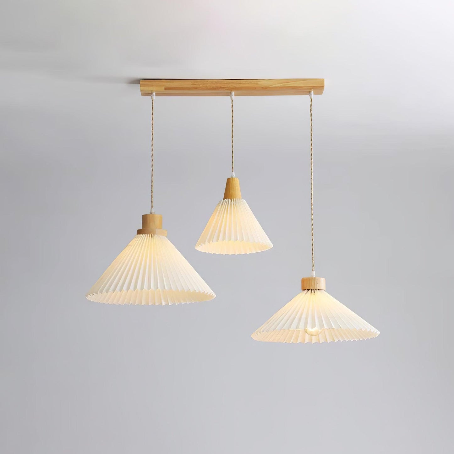 Pleated Wooden Droplight Pendant Light