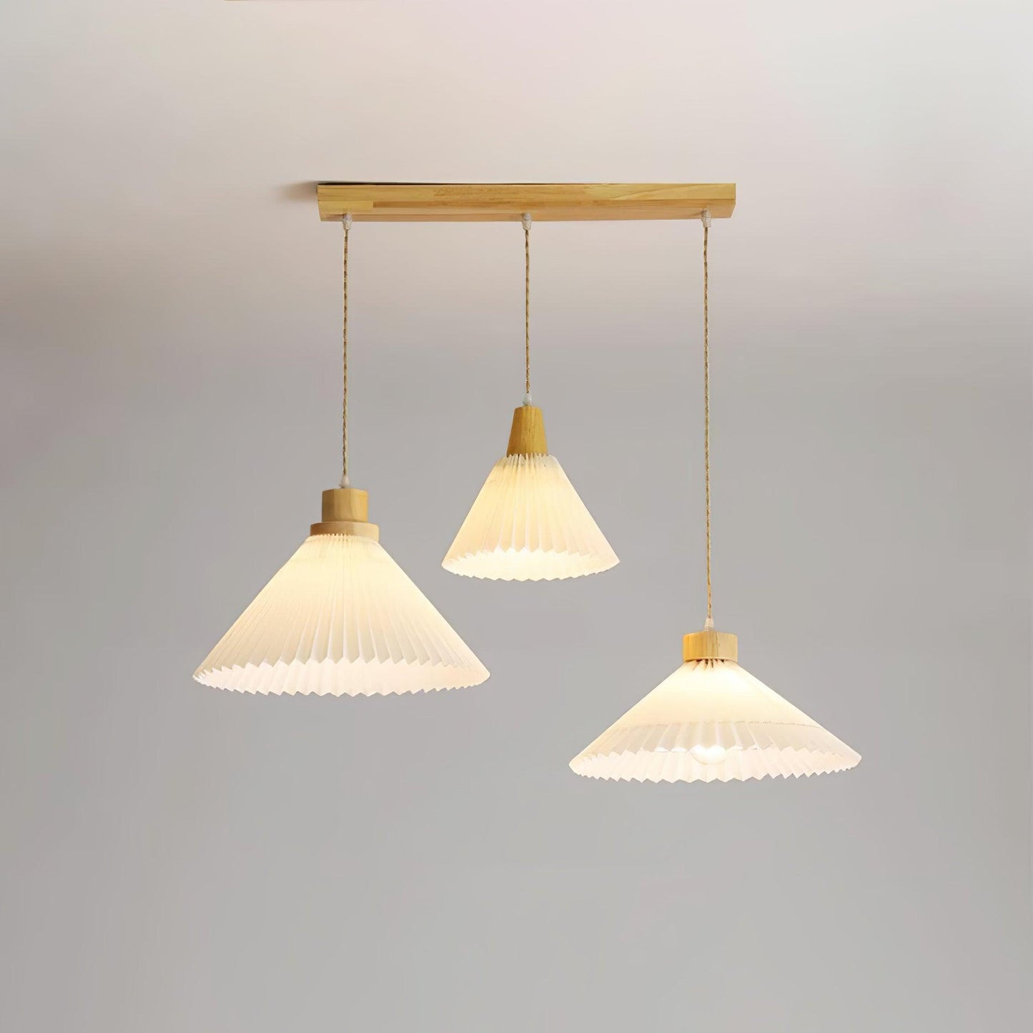 Pleated Wooden Droplight Pendant Light