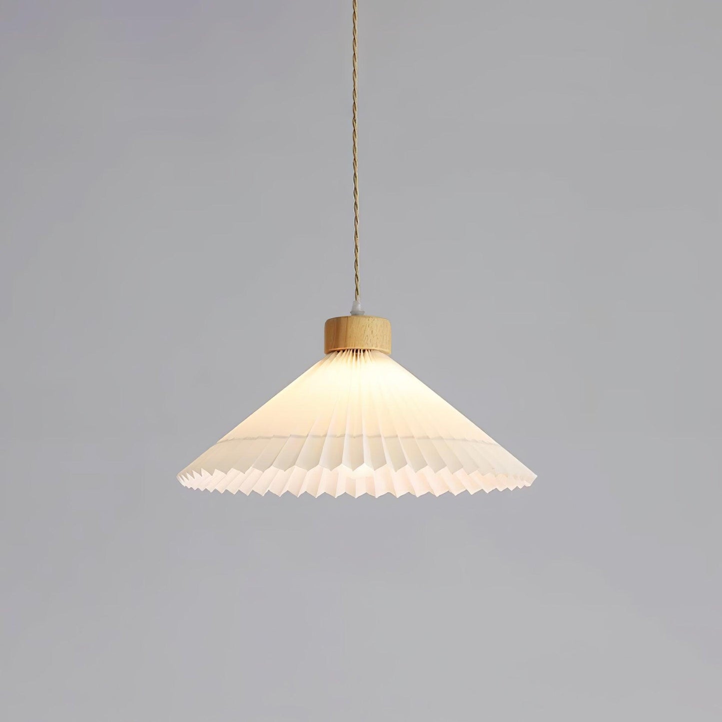 Pleated Wooden Droplight Pendant Light