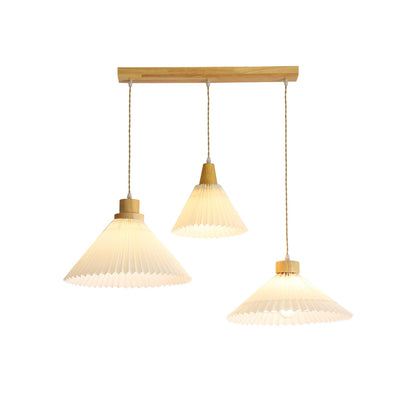 Pleated Wooden Droplight Pendant Light