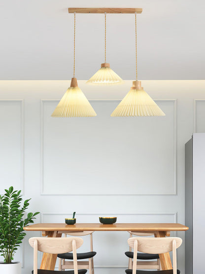 Pleated Wooden Droplight Pendant Light