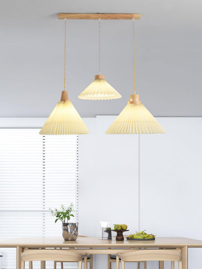 Pleated Wooden Droplight Pendant Light