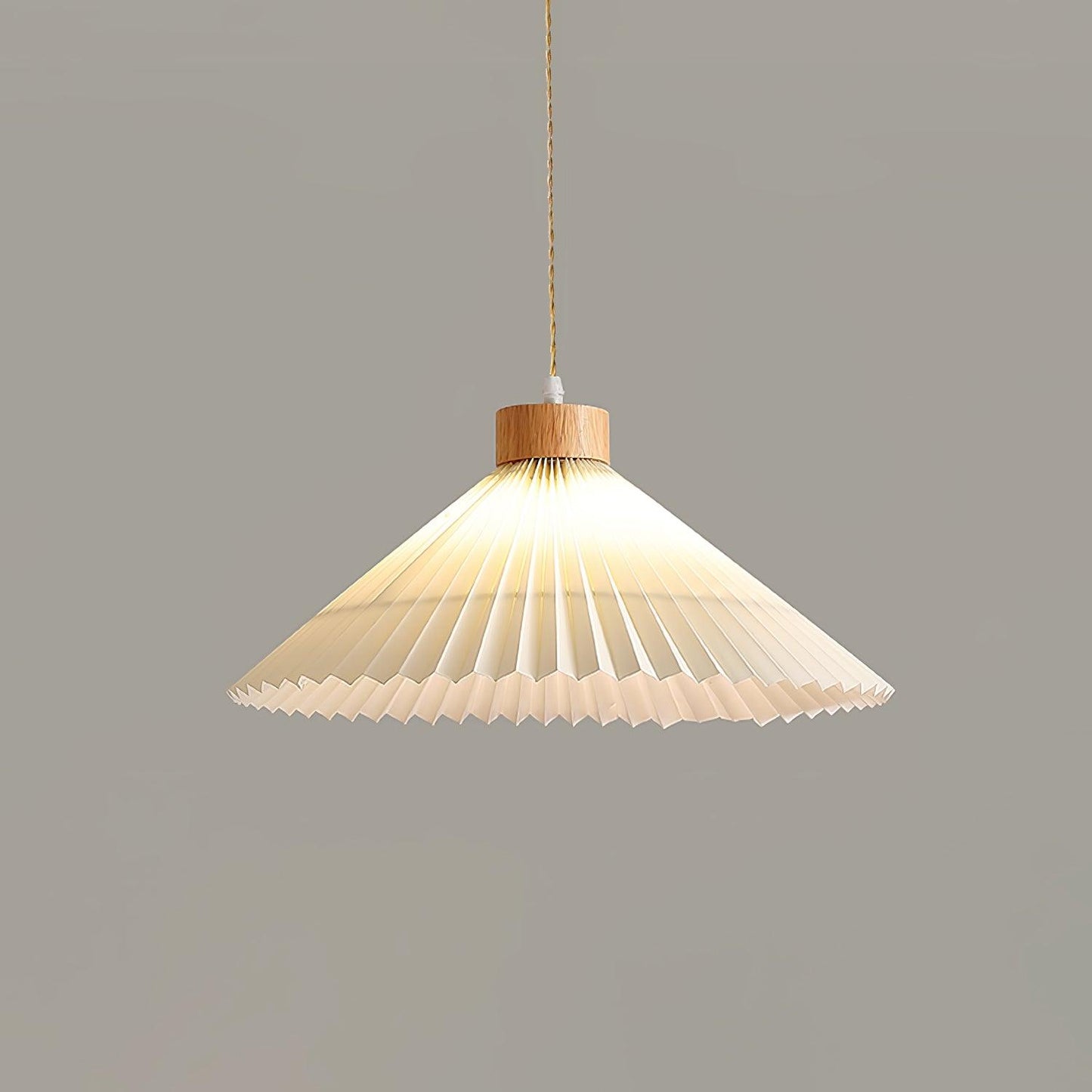 Pleated Wooden Droplight Pendant Light