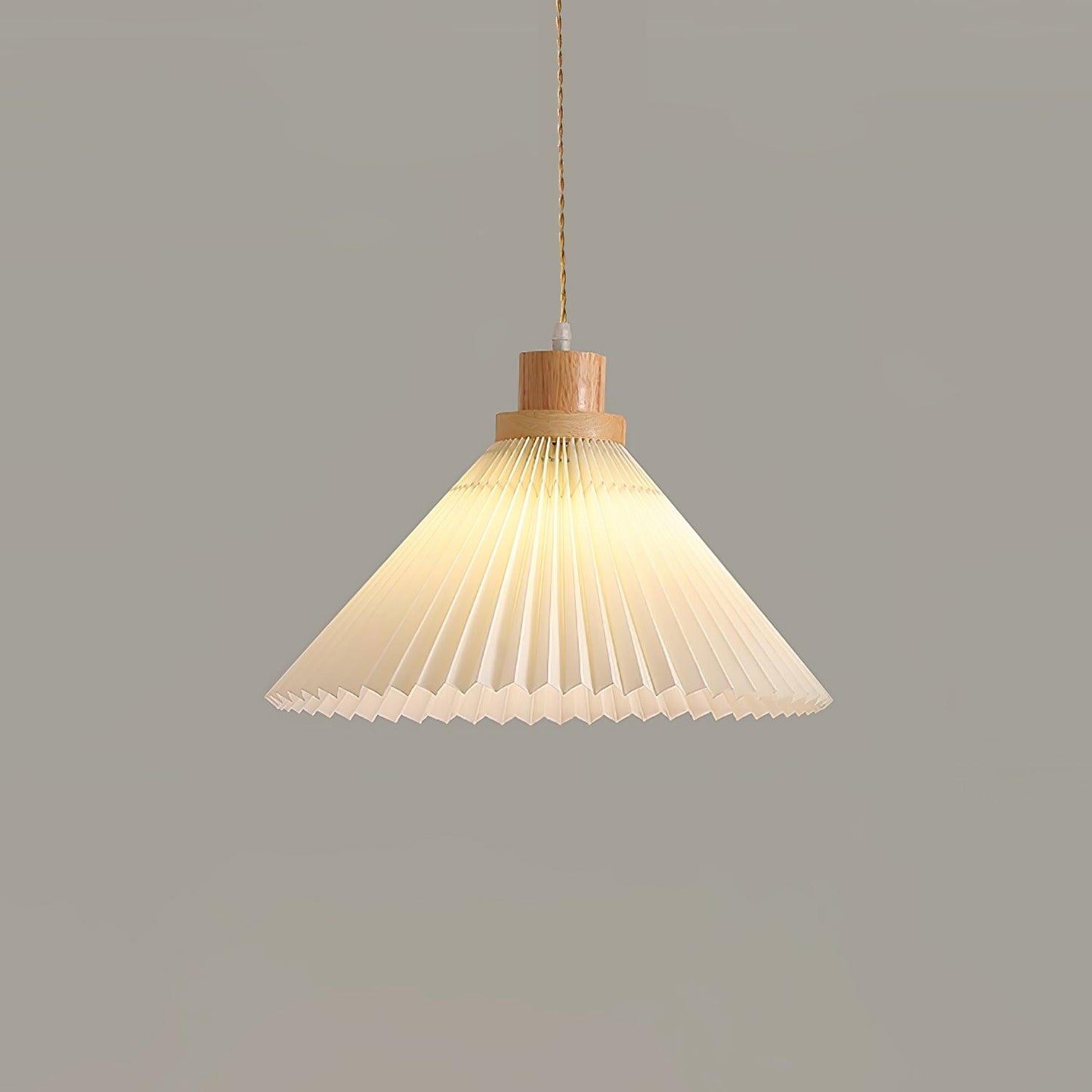 Pleated Wooden Droplight Pendant Light