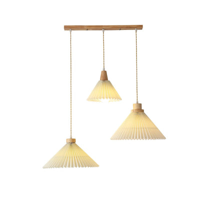 Pleated Wooden Droplight Pendant Light