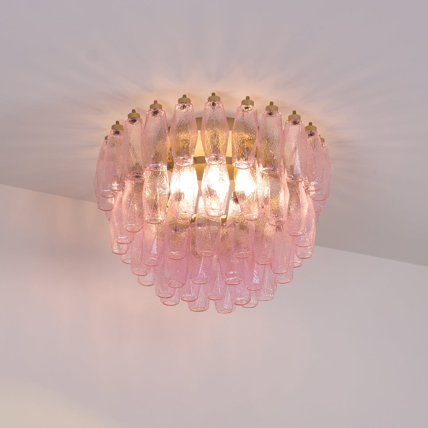 Poliedri Murano Pink Flush mount light Ceiling Light