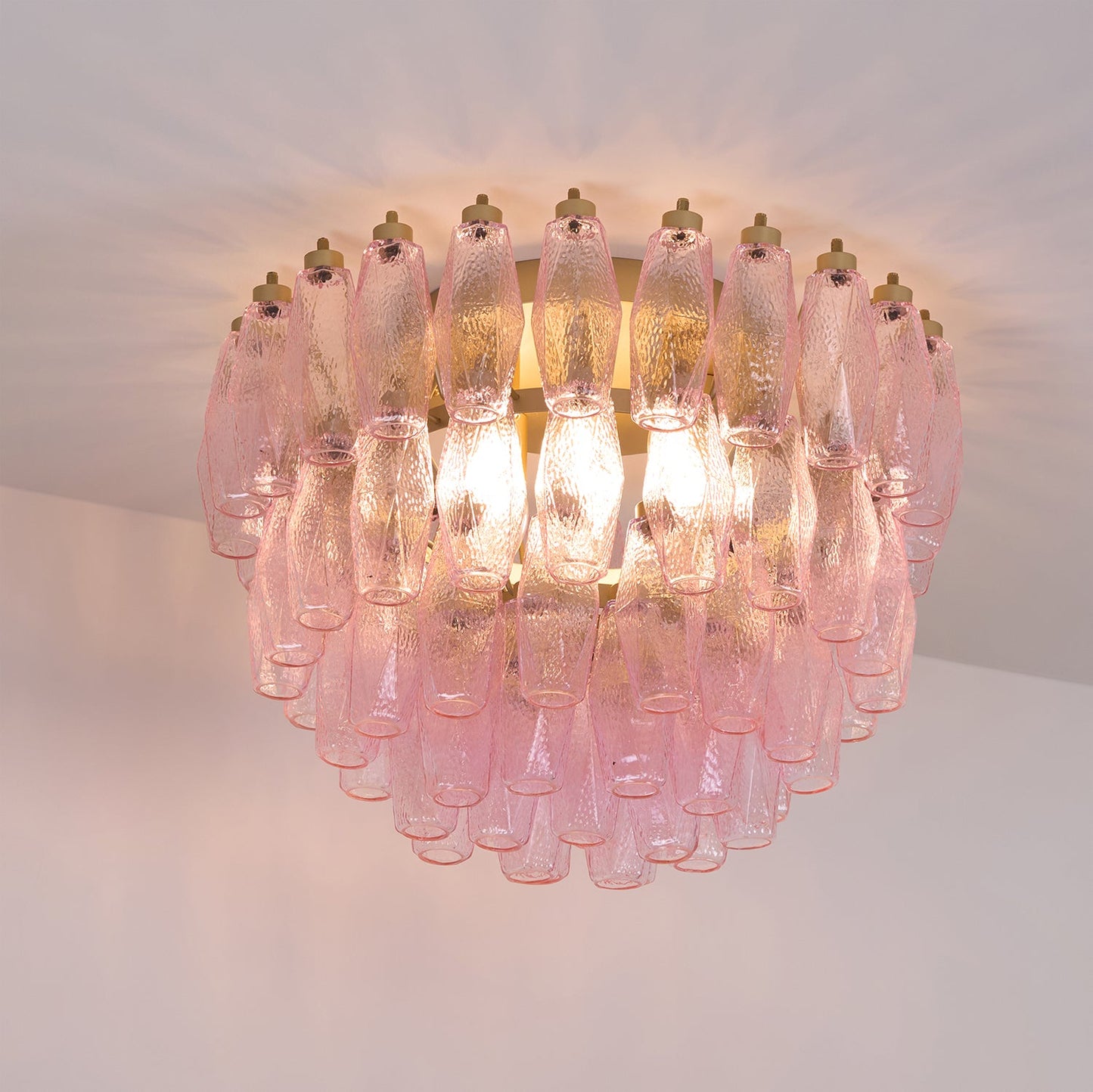 Poliedri Murano Pink Flush mount light Ceiling Light