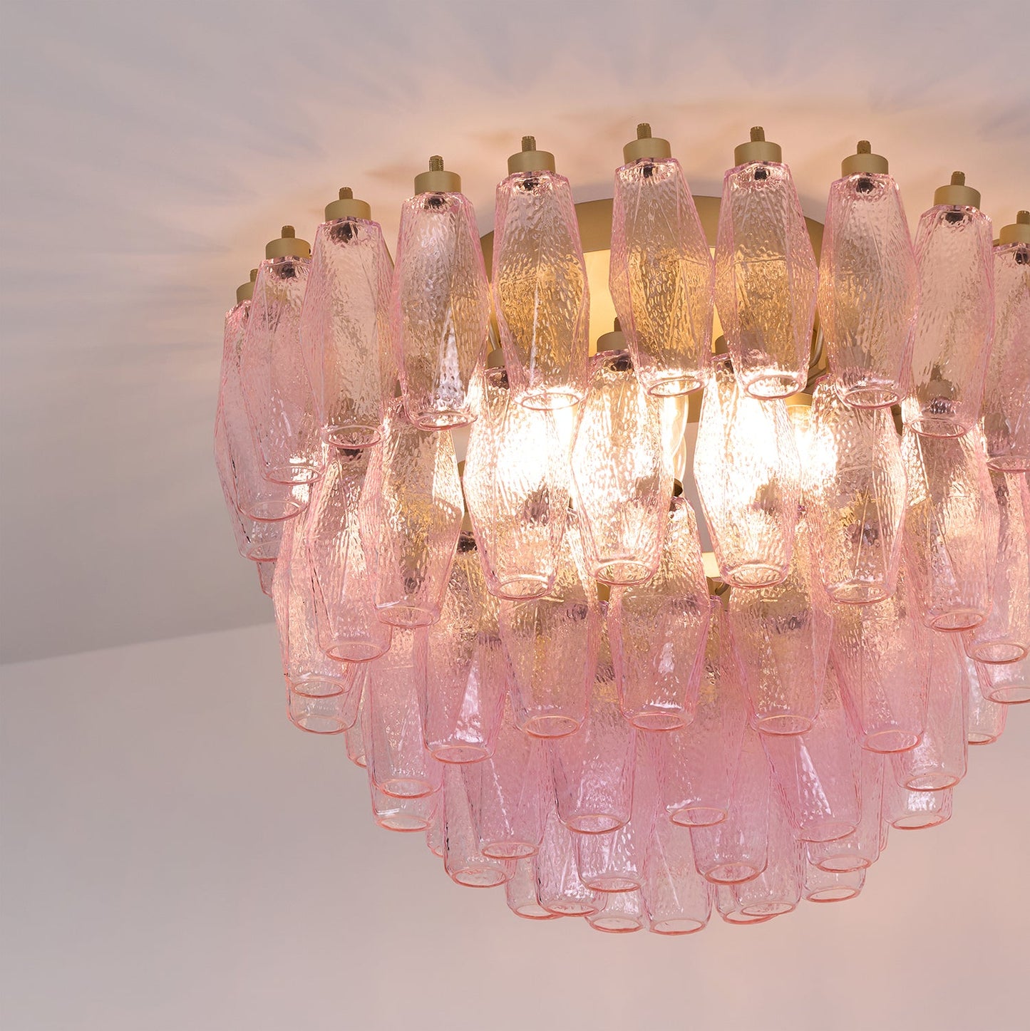 Poliedri Murano Pink Flush mount light Ceiling Light