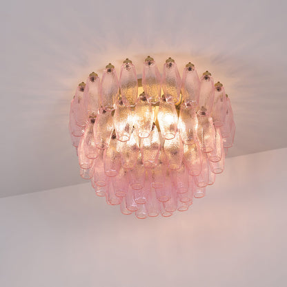 Poliedri Murano Pink Flush mount light Ceiling Light