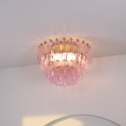 Poliedri Murano Pink Flush mount light Ceiling Light