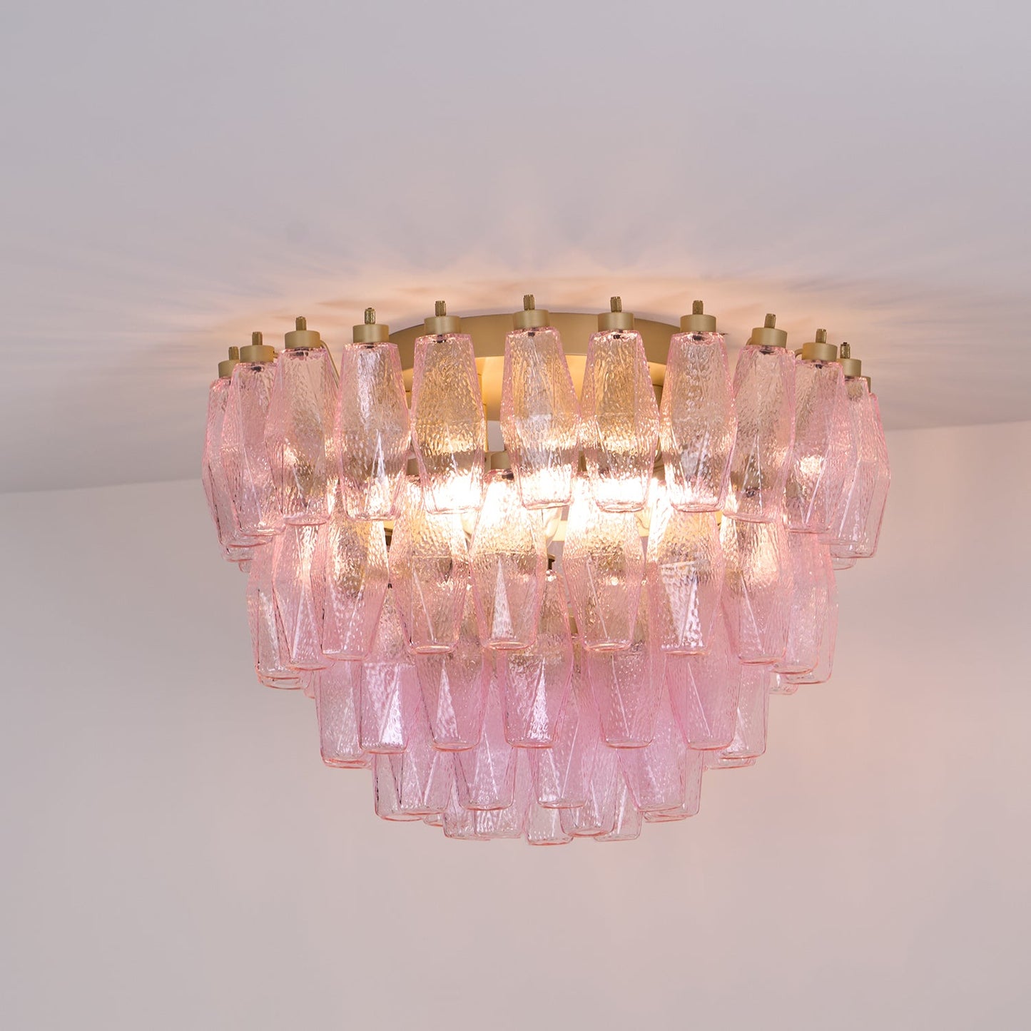 Poliedri Murano Pink Flush mount light Ceiling Light