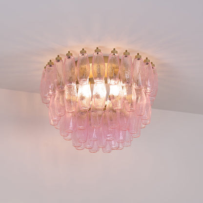 Poliedri Murano Pink Flush mount light Ceiling Light