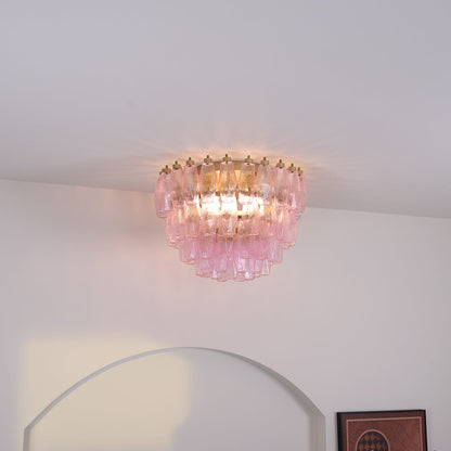 Poliedri Murano Pink Flush mount light Ceiling Light