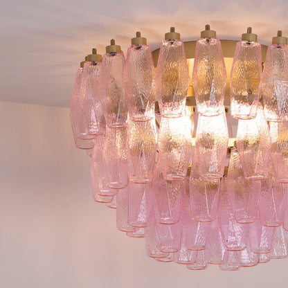 Poliedri Murano Pink Flush mount light Ceiling Light