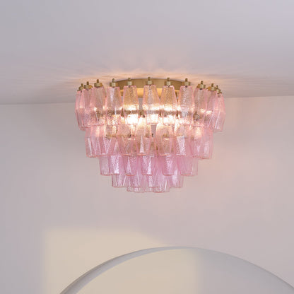 Poliedri Murano Pink Flush mount light Ceiling Light