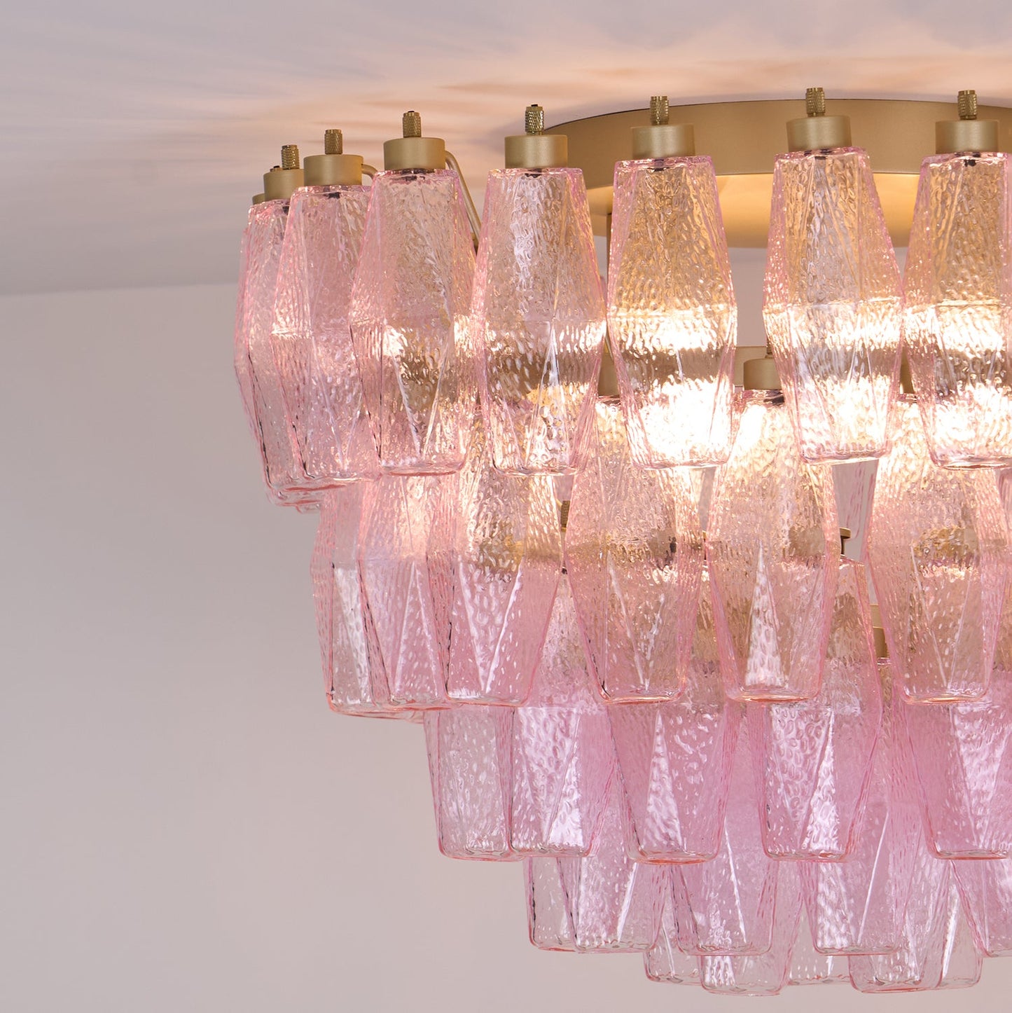 Poliedri Murano Pink Flush mount light Ceiling Light