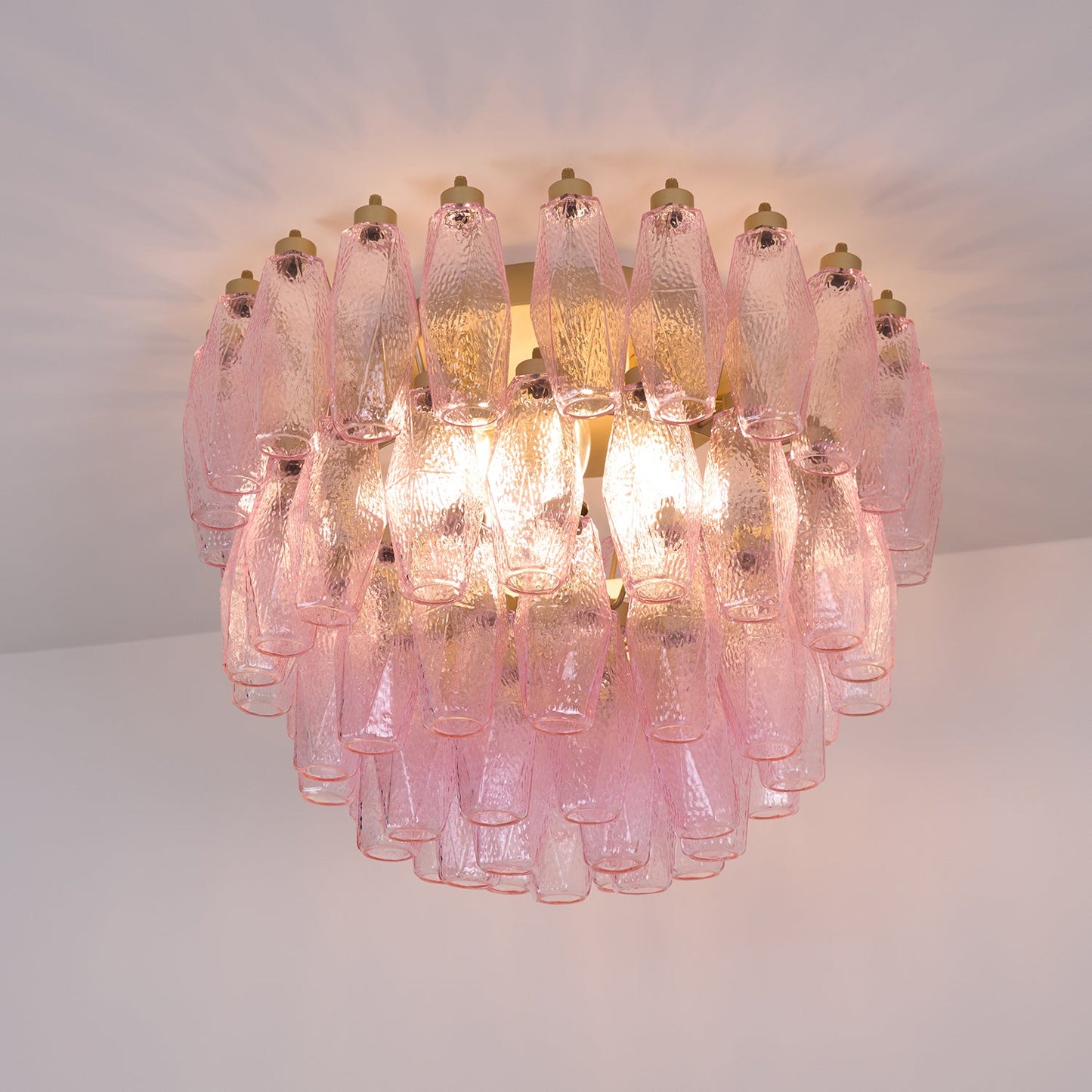 Poliedri Murano Pink Flush mount light Ceiling Light