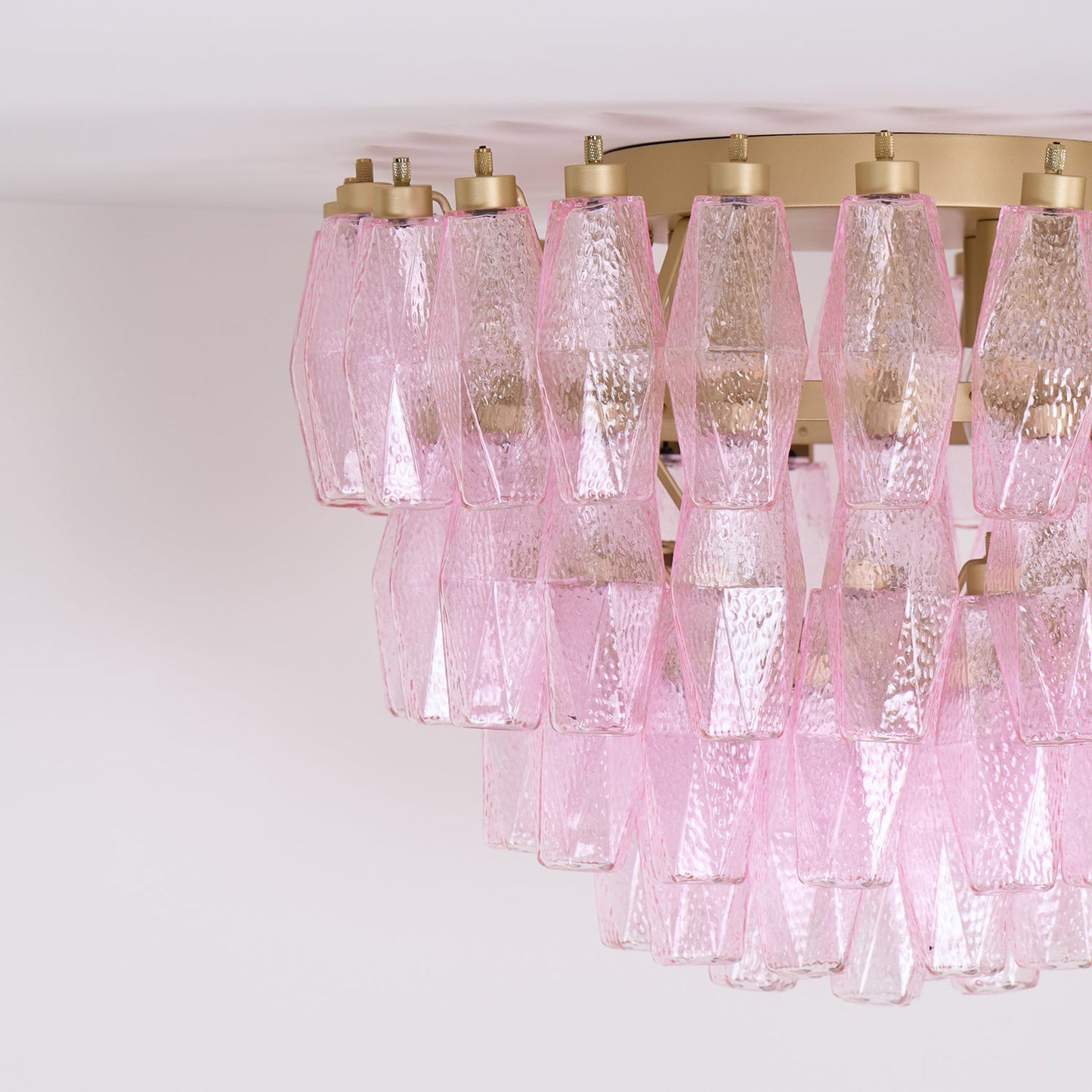 Poliedri Murano Pink Flush mount light Ceiling Light