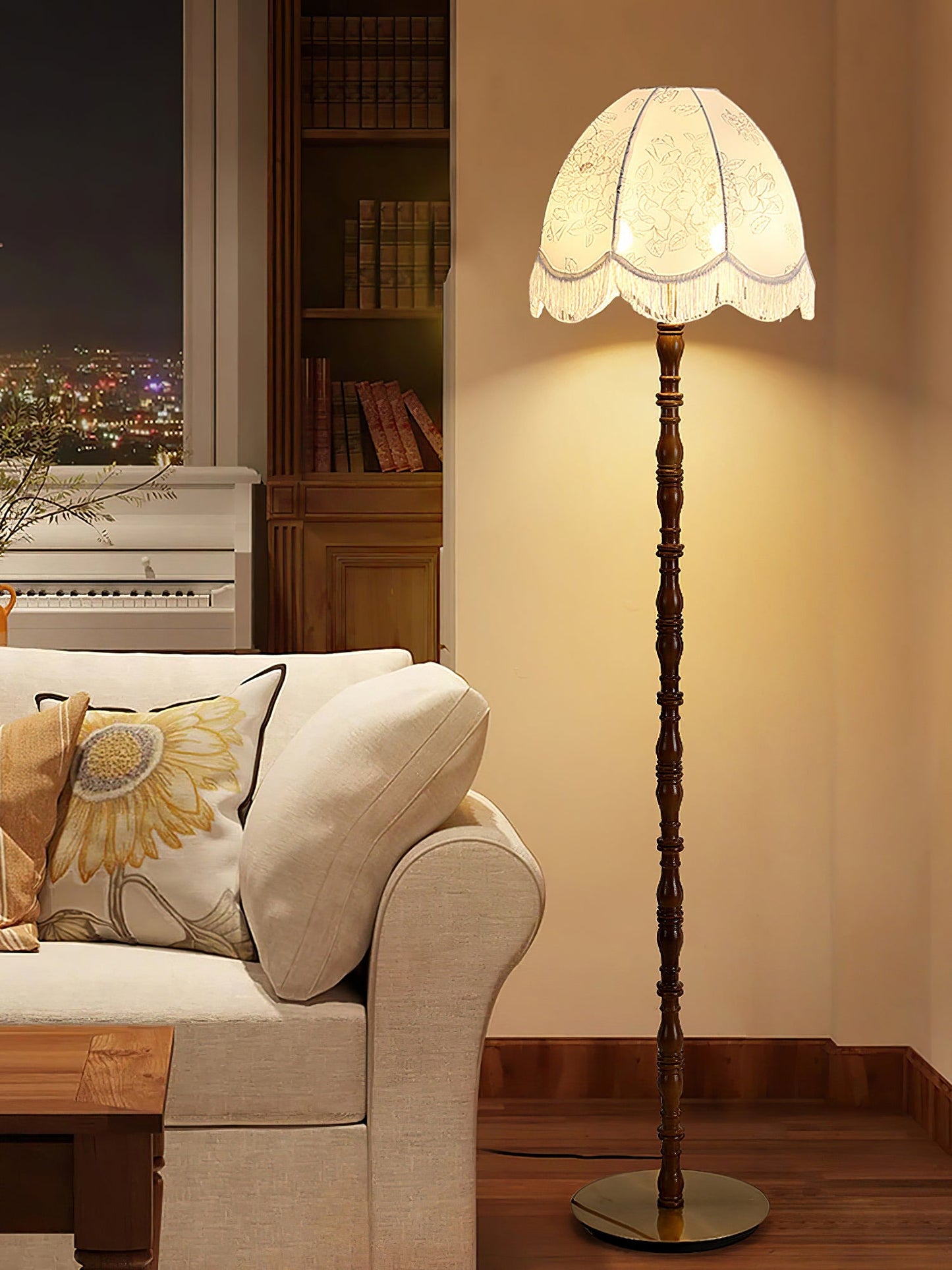 Printed Tassel Accent Lamp Floor Lamp