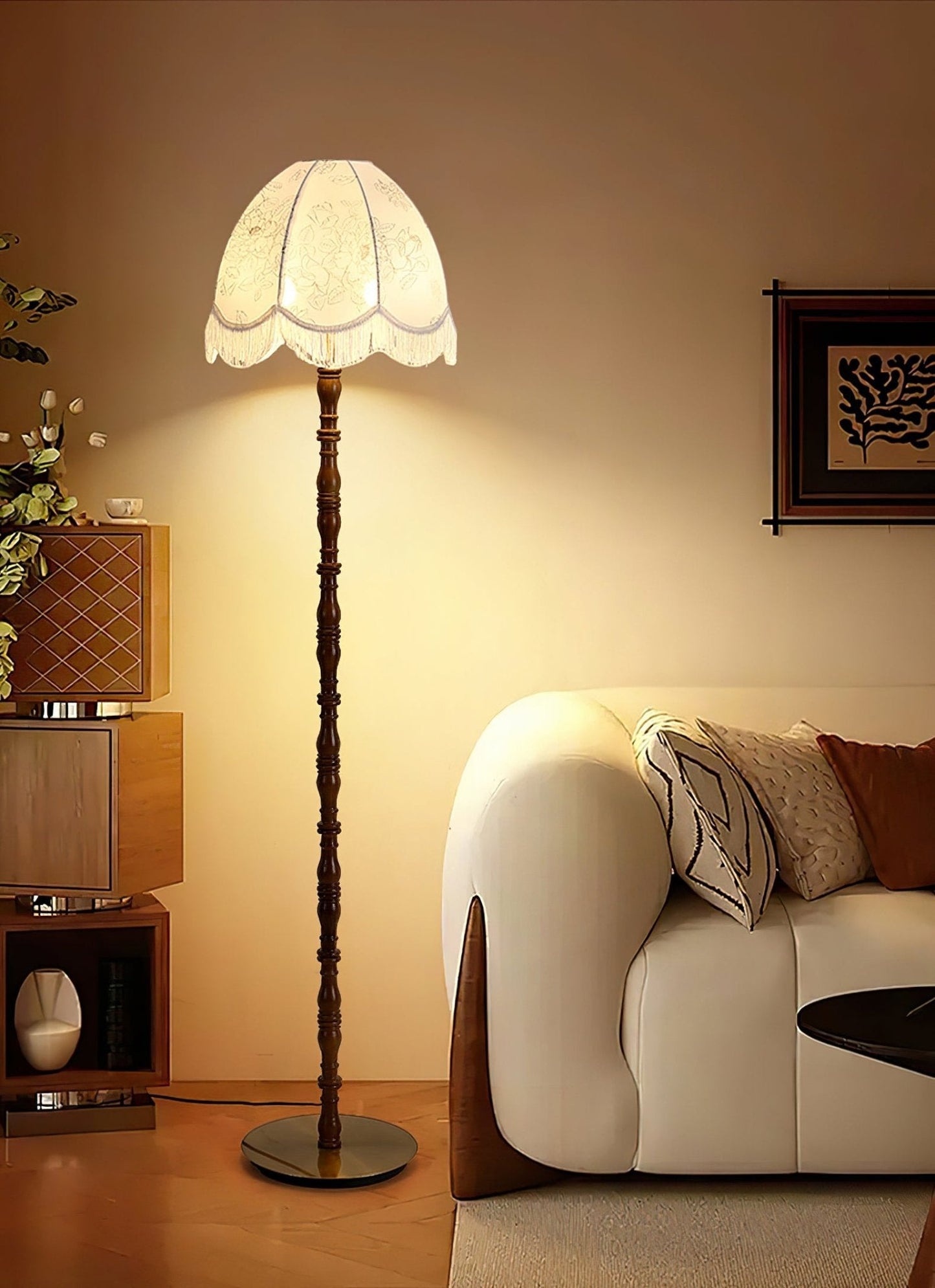 Printed Tassel Accent Lamp Floor Lamp