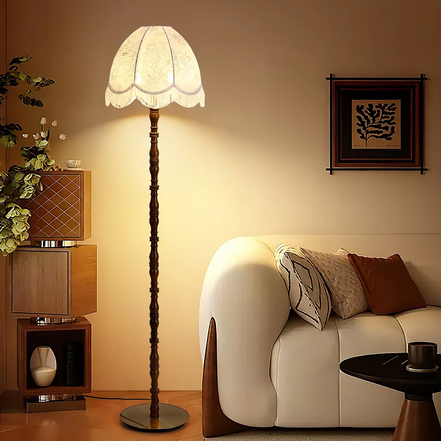 Printed Tassel Accent Lamp Floor Lamp