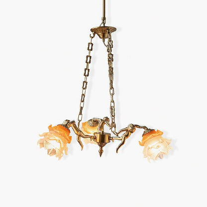 Putti Statuettes Brass Candelabrum Suspension