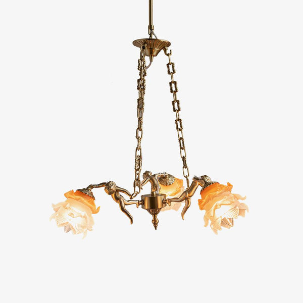 Putti Statuettes Brass Candelabrum Suspension