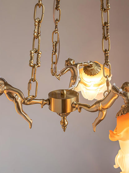 Putti Statuettes Brass Candelabrum Suspension