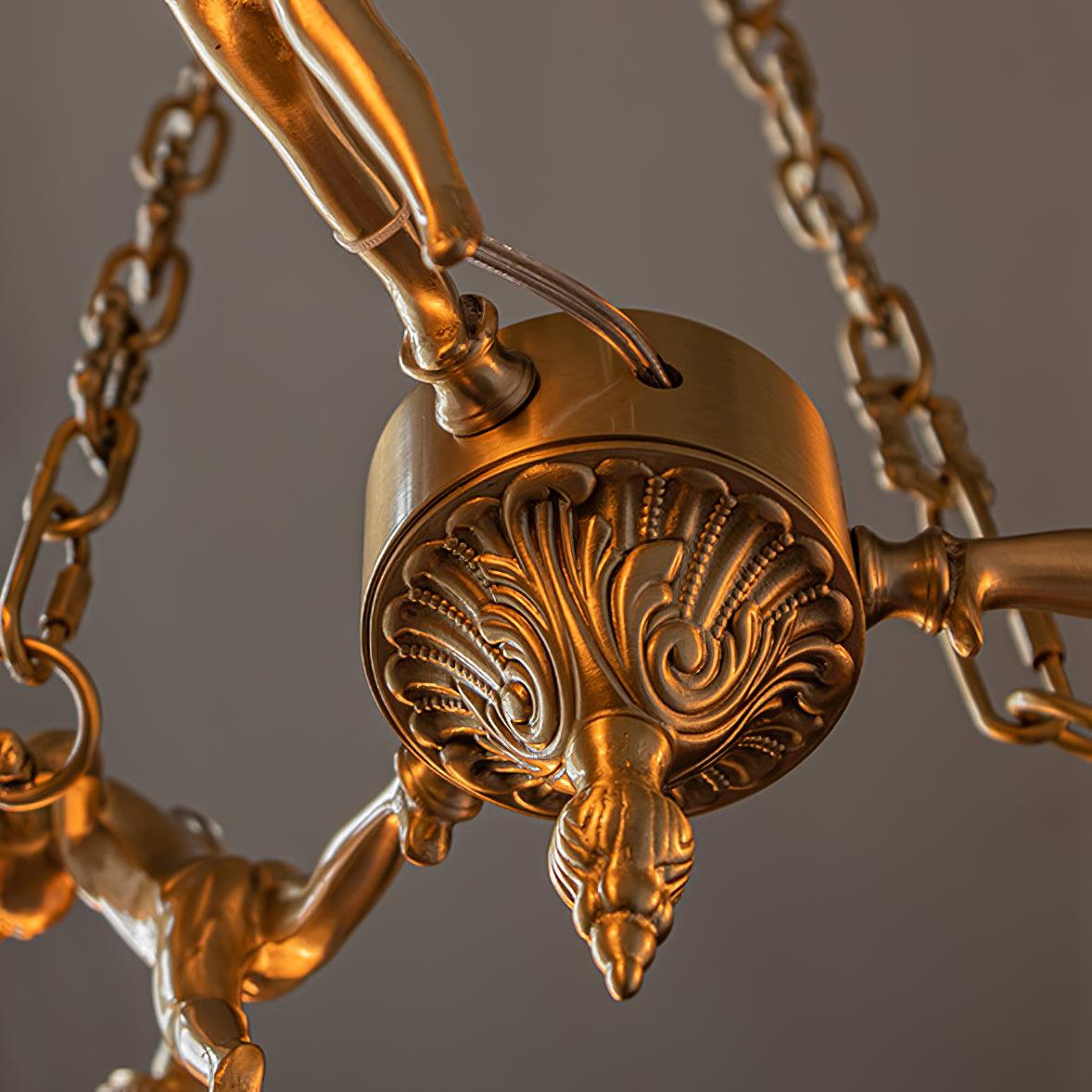 Putti Statuettes Brass Candelabrum Suspension