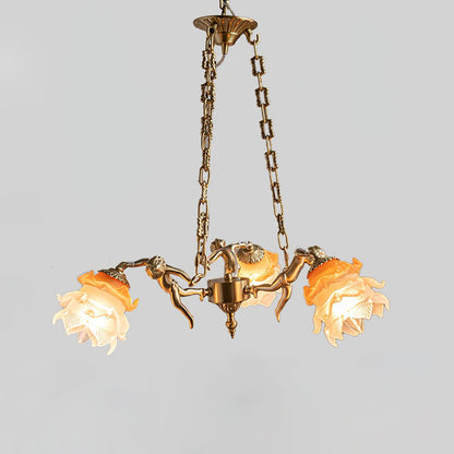 Putti Statuettes Brass Candelabrum Suspension