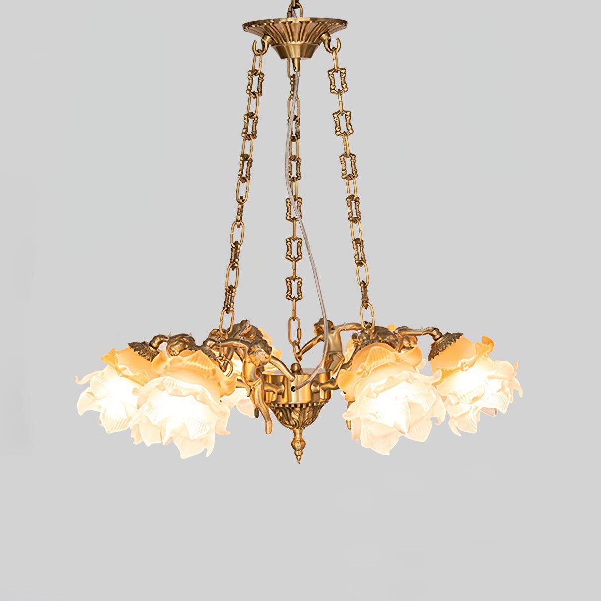 Putti Statuettes Brass Candelabrum Suspension