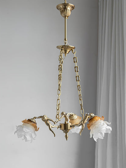 Putti Statuettes Brass Candelabrum Suspension