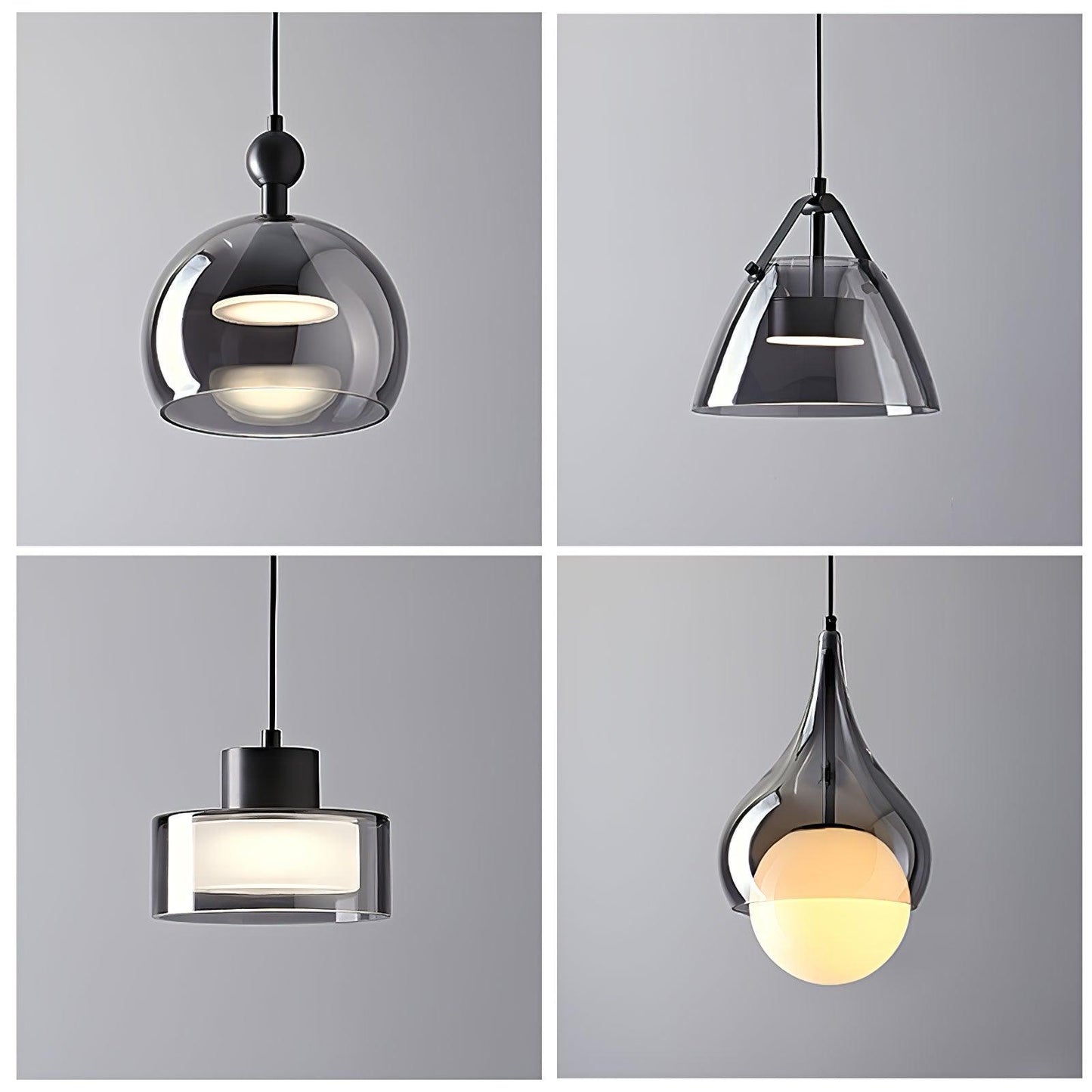 Quartet of Light Glass Droplight Pendant Series