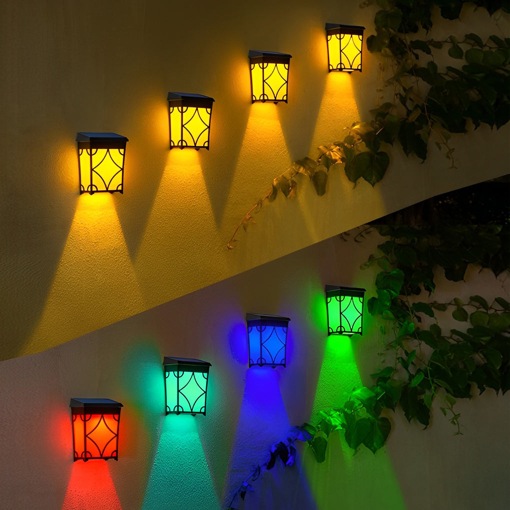 2Pcs Waterproof LED RGB Intelligent Motion Sensor Solar Wall Lights