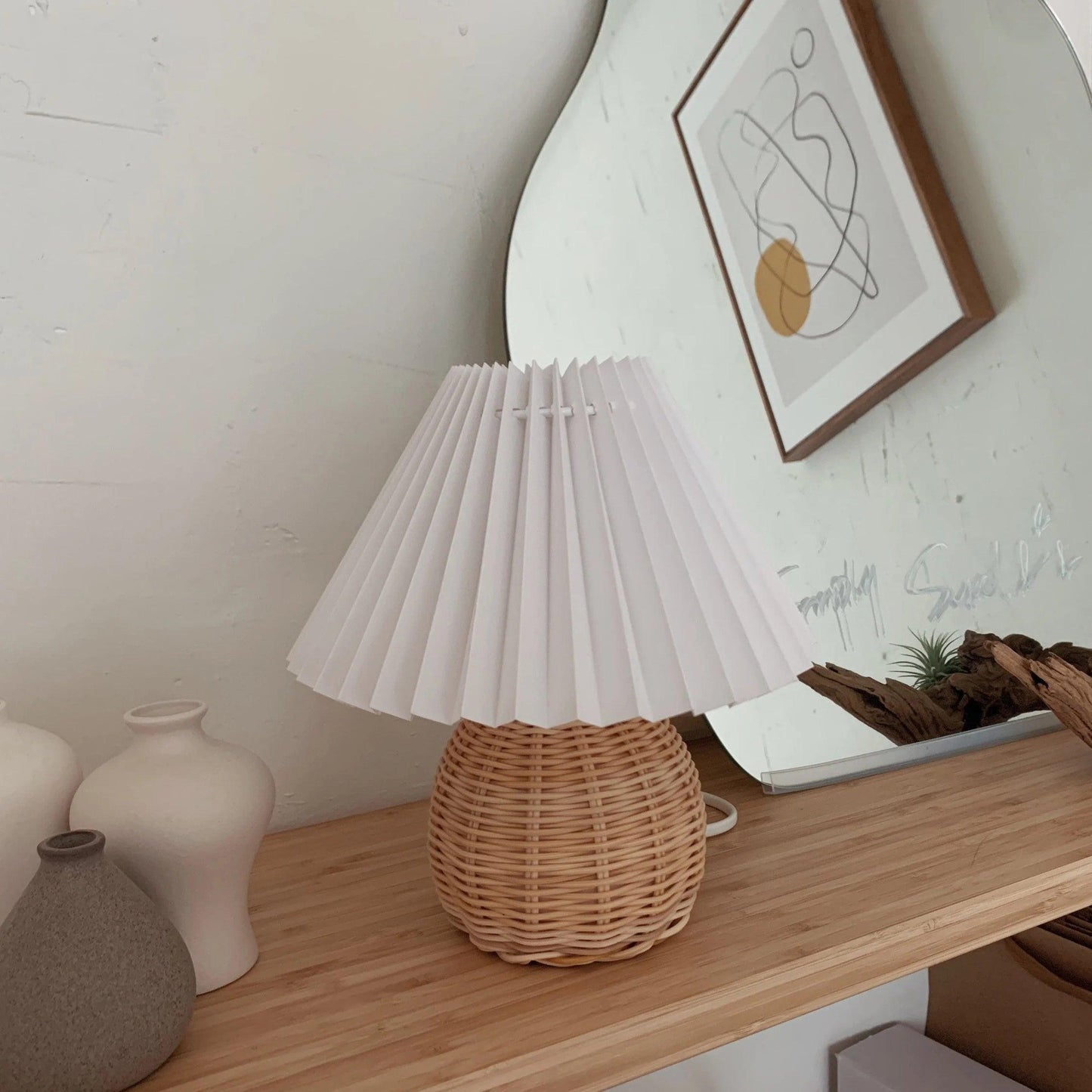 Rattan Pleated Portable lamp Table lamp