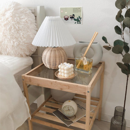 Rattan Pleated Portable lamp Table lamp