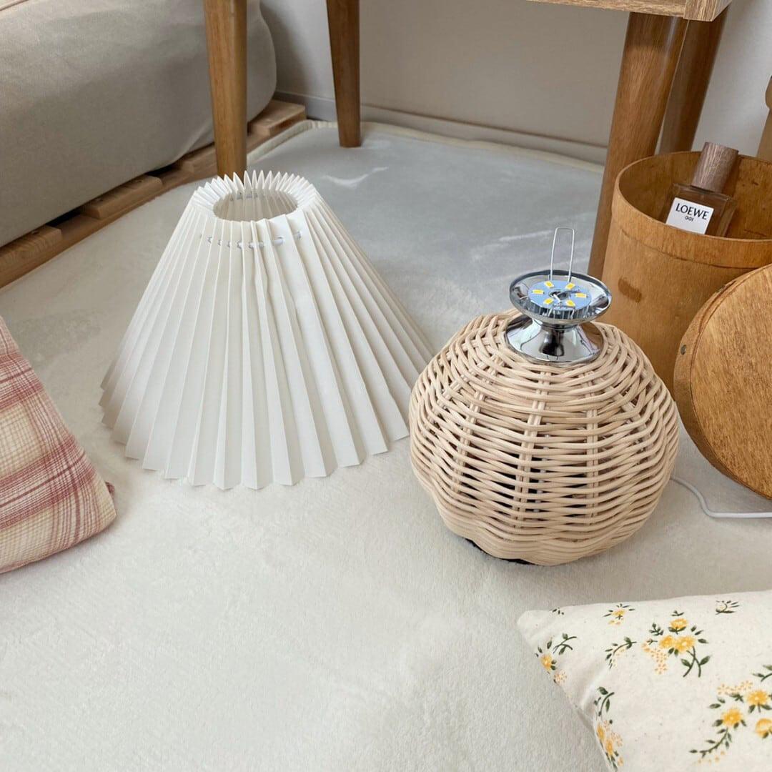 Rattan Pleated Portable lamp Table lamp