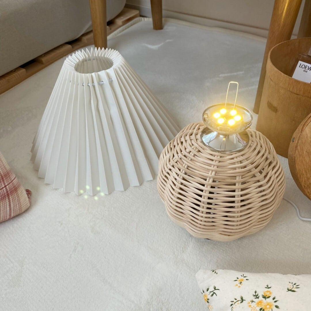 Rattan Pleated Portable lamp Table lamp