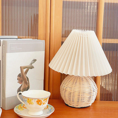 Rattan Pleated Portable lamp Table lamp