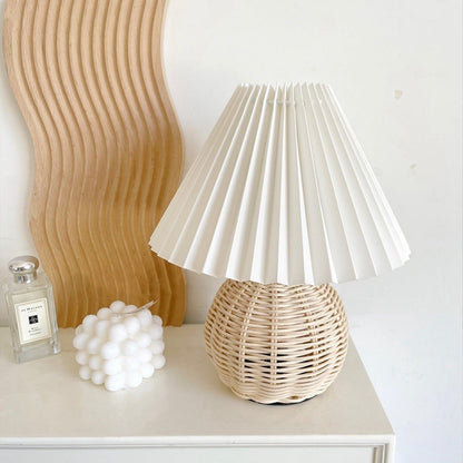 Rattan Pleated Portable lamp Table lamp