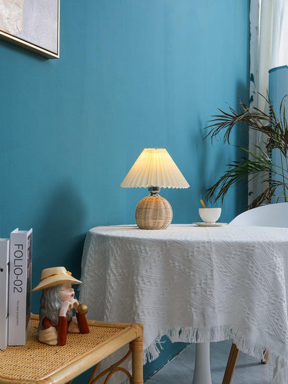 Rattan Pleated Portable lamp Table lamp