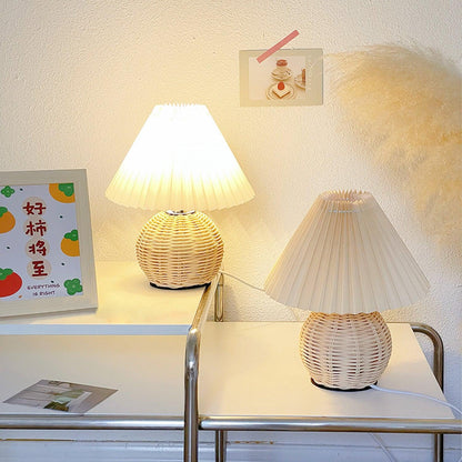 Rattan Pleated Portable lamp Table lamp