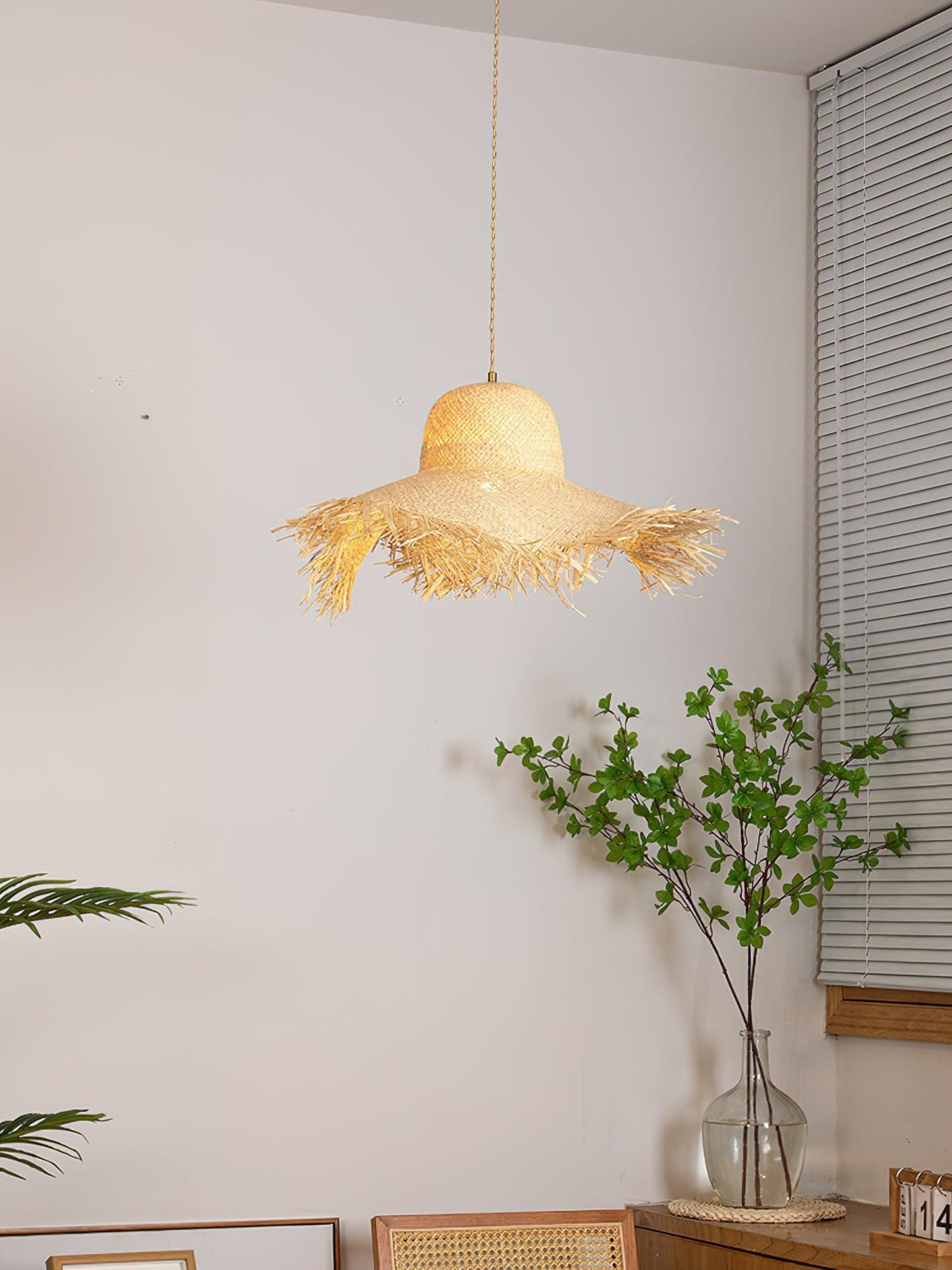 Rattan Straw Hat Hanging light Pendant Light